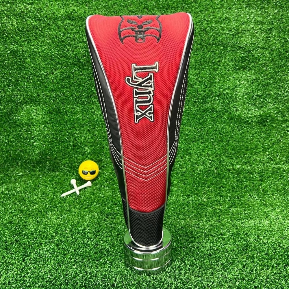 Lynx Golf Driver / Wood Headcover Red Black White Embroidered Zippered Padded